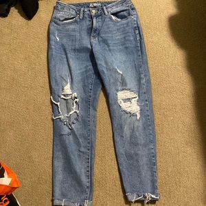 Distressed mom jeans